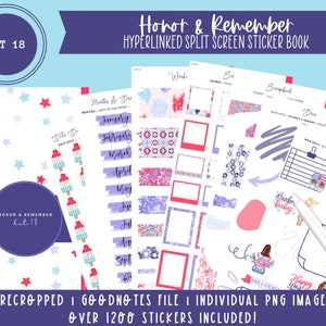 Kit 18 Split Screen Sticker Book | Honor & Remember | Patriotic Stickers | Over 1200 Digital Stickers | Pre-Cropped | Goodnotes File