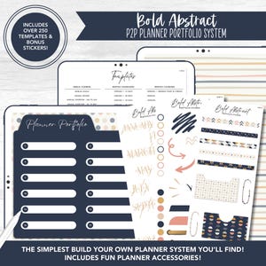 P2P Digital Planner Portfolio | Bold Abstract Theme | Landscape & Portrait Included | Build Your Own Planner System + Bonus Stickers!
