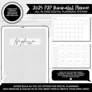 2025 P2P Minimalist Digital Planner | Monthly ONLY | Dated All in One Planner | Build As You Go Planner System | Landscape & Portrait