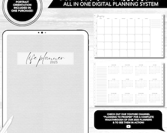 2025 P2P Minimalist Digital Planner | Monthly ONLY | Dated All in One Planner | Build As You Go Planner System | Landscape & Portrait