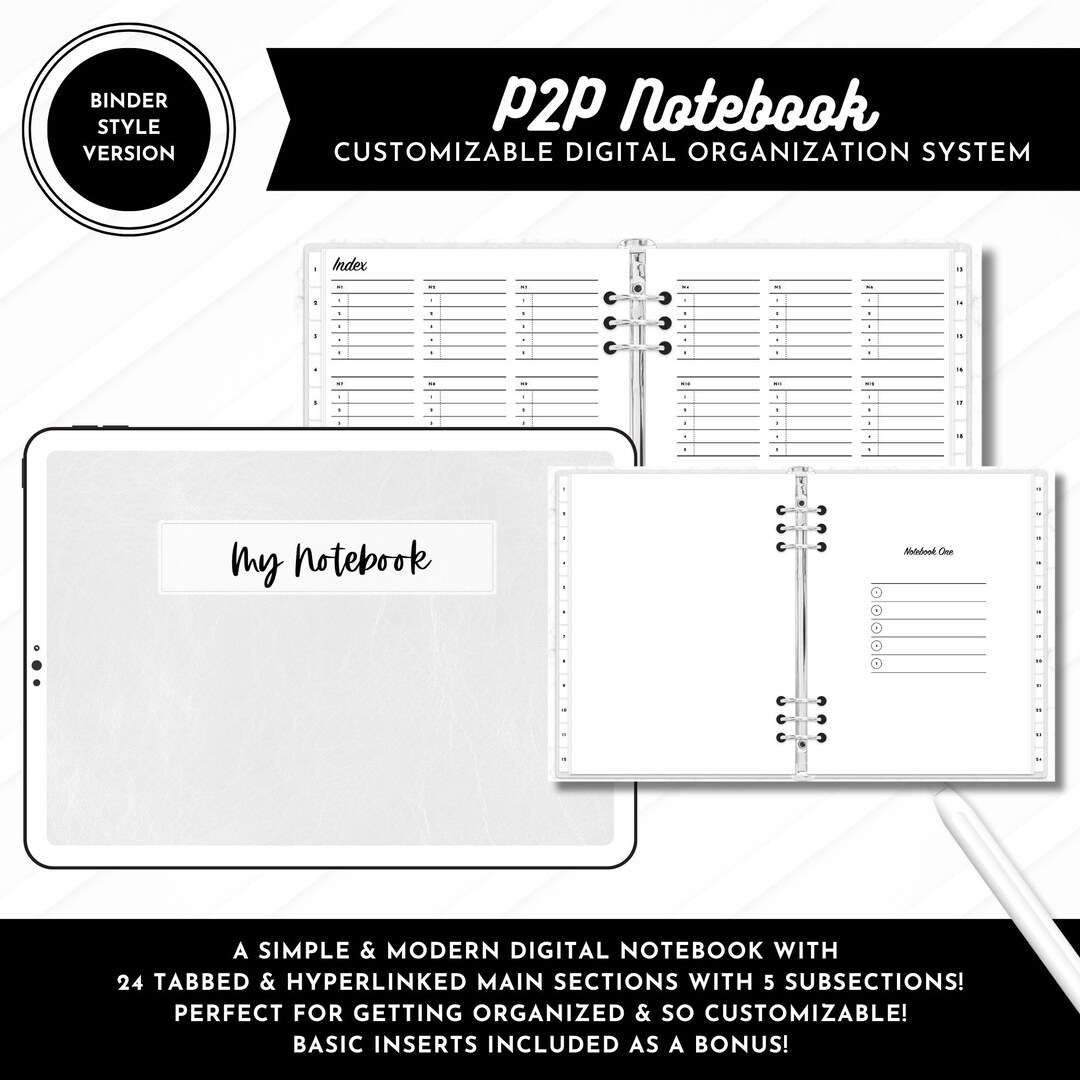 Tech Note Binder P2P Digital Notebook | Binder Style With Binder Rings | Customizable ...