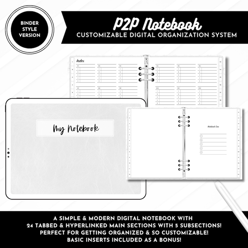 Digital Notebook Rings P2P Digital Notebook | Binder Style With Binder Rings | Customizable ...
