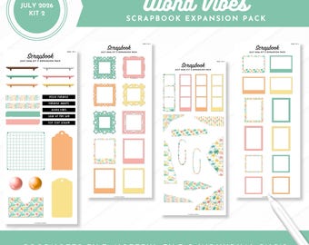 July 2026 Kit 2 Scrapbook Expansion Pack | Aloha Vibes | Split Screen Sticker Book | Goodnotes + Noteful Files + Individual PNGs