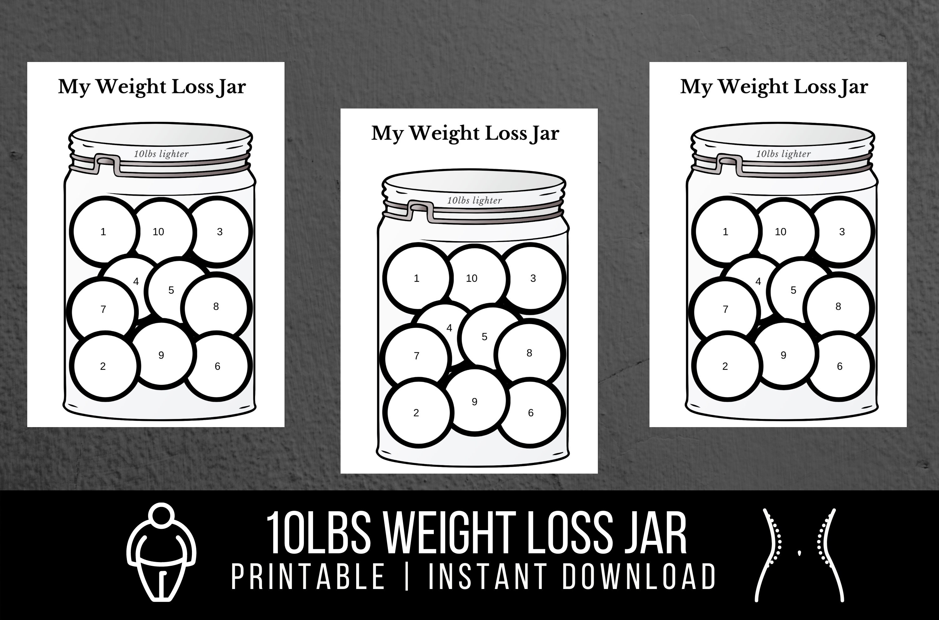 10lbs Weight Loss Tracker Printable Jar 10kg weight loss | Etsy