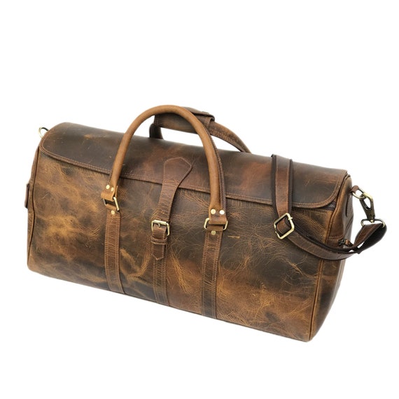 etsy leather duffle bag