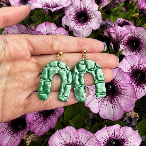 Green snake skin earrings