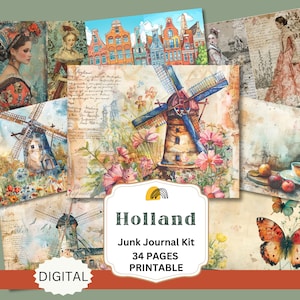 Diario basura HOLLAND / Imprimible / Carta horizontal / Descarga digital