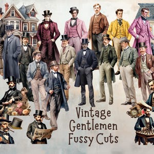 VINTAGE GENTLEMEN - 26 Die Cut Bilder / Fussy Cut und bereit für die Papierherstellung / 65 lbs Karton