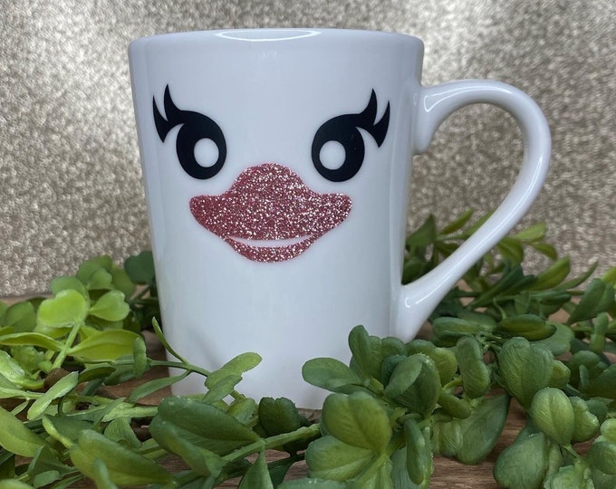 CUSTOMIZABLE Duck Coffee Mugs Glitter Beak You Choose Color
