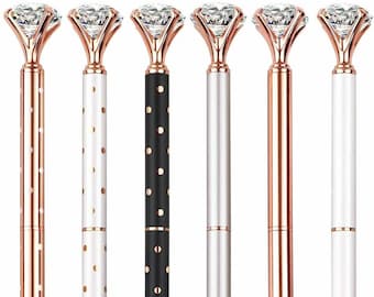 Faux Diamond Pens in White Black Polka Dot Silver Gold