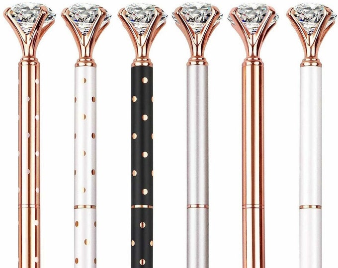 Faux Diamond Pens in White Black Polka Dot Silver Gold