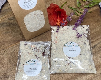 Aromatherapy LAVENDER Scented Oatmeal Milk Bath Epsom Salt HibiscusFlowers Essential Oils for Dry Skin Sore Muscles