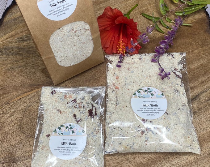 Aromatherapy LAVENDER Scented Oatmeal Milk Bath Epsom Salt HibiscusFlowers Essential Oils for Dry Skin Sore Muscles