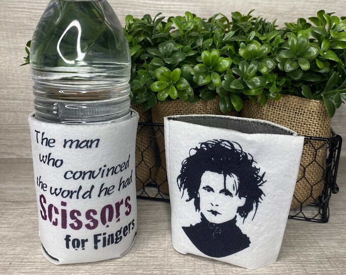 SCISSORS FOR FINGERS - Edward Scissor Hands Johnny Depp Cozies for Soda Beer Water Bottle