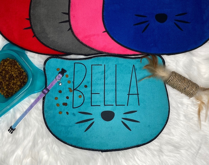PERSONALIZED Cat Kitten Placemat with collar and toys
