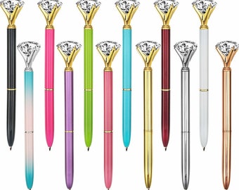 Faux Diamond Pens in White Black Pink Purple Green Blue Silver Gold