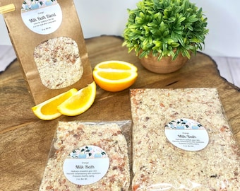 Aromatherapy ORANGE Scented Oatmeal Milk Bath Epsom Salt Lily Flowers Essential Oils for Dry Skin Sore Muscles