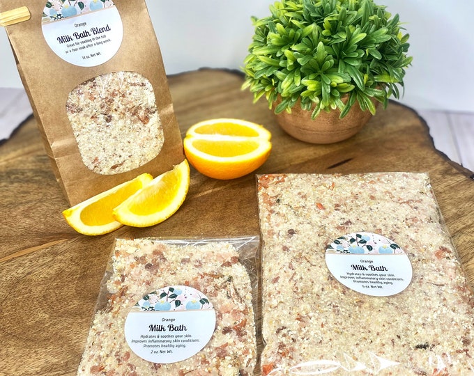 Aromatherapy ORANGE Scented Oatmeal Milk Bath Epsom Salt Lily Flowers Essential Oils for Dry Skin Sore Muscles