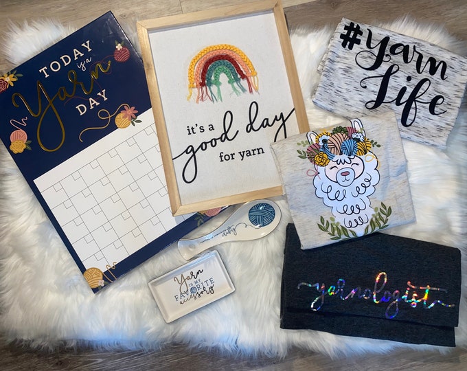 Yarn Knitting Crochet Gifts Shirts Wall Art spoon rest jewelry holder whiteboard Calendar gift for yarn mom grandma daughter
