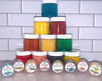 Organic Sugar Lip Scrub YOU PICK Strawberry Blueberry Pineapple Caramel Lemon Raspberry Vanilla Cotton Candy Bubble Gum Grape Watermelon