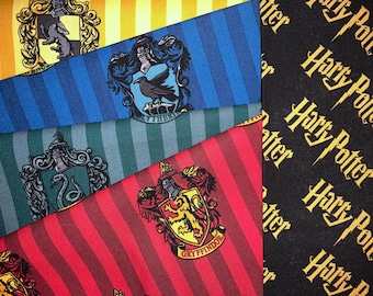 Ships SAME DAY Harry Potter Slytherin Hufflepuff Ravenclaw Gryffindor Fabric 100% Cotton FQ Fat Quarters Only