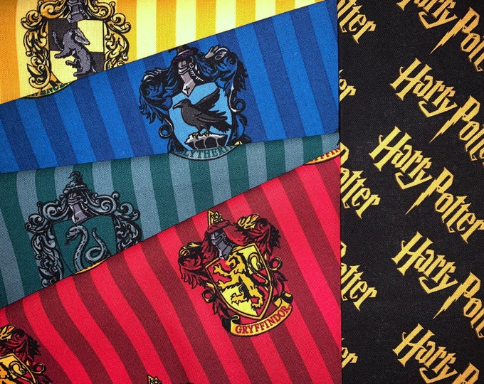 Ships SAME DAY Harry Potter Slytherin Hufflepuff Ravenclaw Gryffindor Fabric 100% Cotton FQ Fat Quarters Only