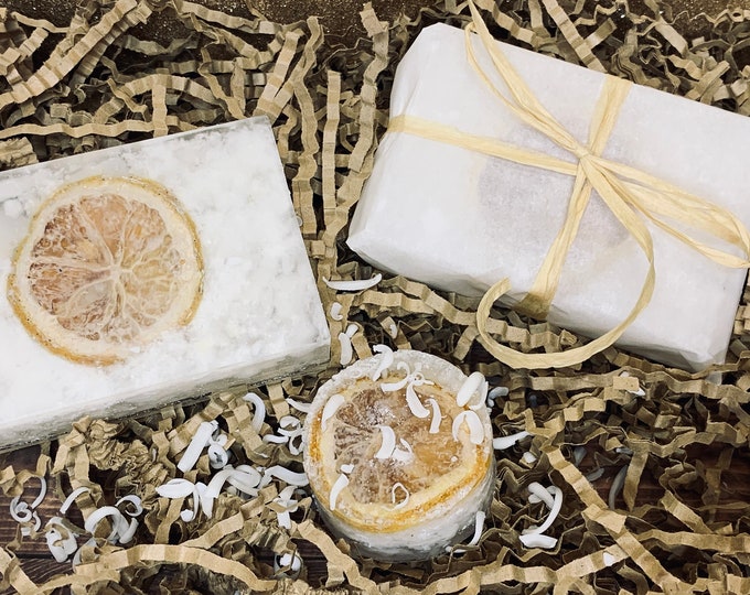 Elegant Lemon and Oatmeal Scented Hand Soap Bar with Lemon Slice Sulfate and Paraben Free Vegan