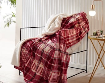 Dearfoams Cozy Throw Red Gray Cream 60” x 50” Personalized Customizable or As Pictured