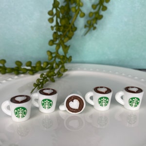 Miniature STARBIES Coffee Cups with Heart Foam Boba Drinks Frappuccino Whipped Cream Drink Toys Jewelry Making DIY