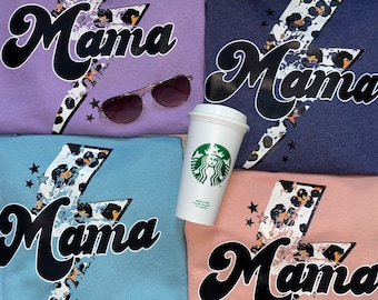 Mama with Leopard Lightening Bolt Long Sleeve Sweater