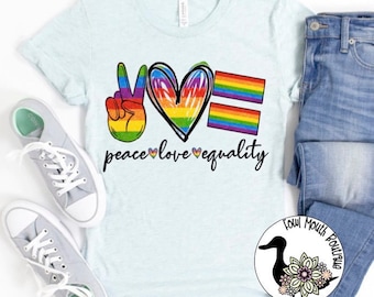 PRIDE Peace Love Equality LGBTQ+ Graphic T-Shirt