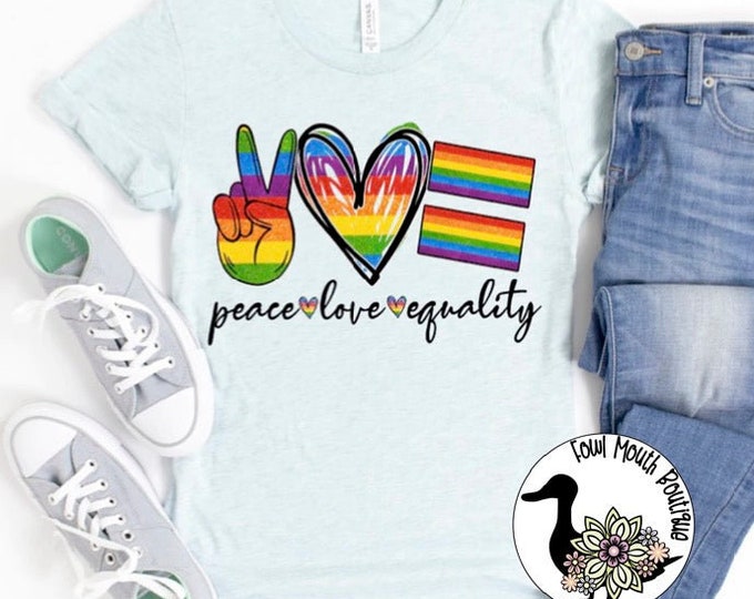 PRIDE Peace Love Equality LGBTQ+ Graphic T-Shirt