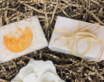 Elegant Orange and Ginger Scented Hand Soap Bar with Dried Orange Slice Sulfate and Paraben Free Vegan