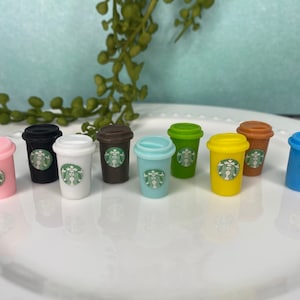 Miniature STARBIES Coffee Latte Cups with Color Sleeve Boba Drinks Frappuccino Whipped Cream Drink Toys Jewelry Making DIY