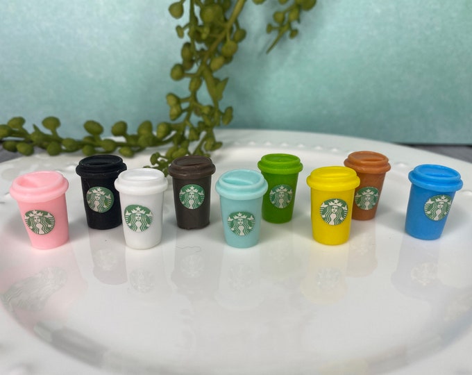 Miniature STARBIES Coffee Latte Cups with Color Sleeve Boba Drinks Frappuccino Whipped Cream Drink Toys Jewelry Making DIY