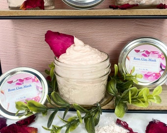 Aromatherapy Pink Rose Clay Face Mask for Dry Normal Oily Skin to smooth skin