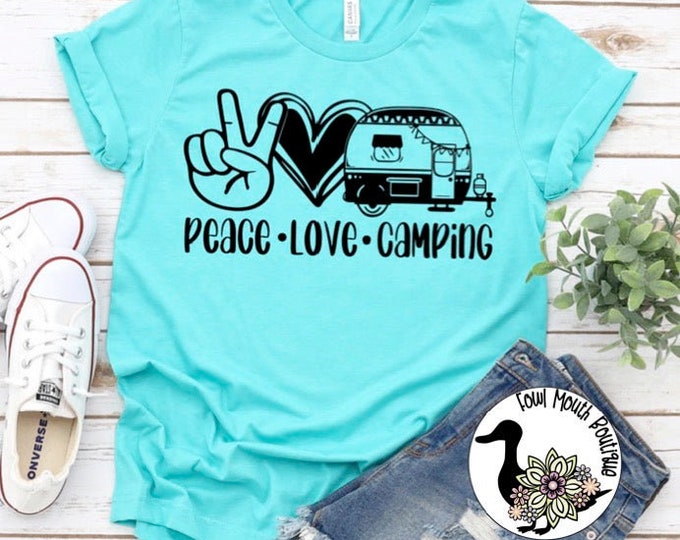 Peace Love Camping Camper RV Outdoors Lover Unisex Women's Themed T-Shirt
