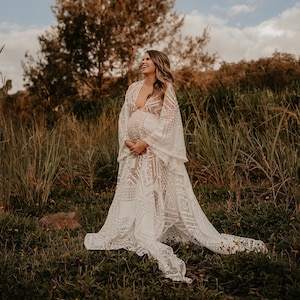 White Lace Dress | Women's Boho Dress | Lace Vintage Dress For The Maternity Session | Photo Props | Pregnancy Photo Shoot | Photo Props
