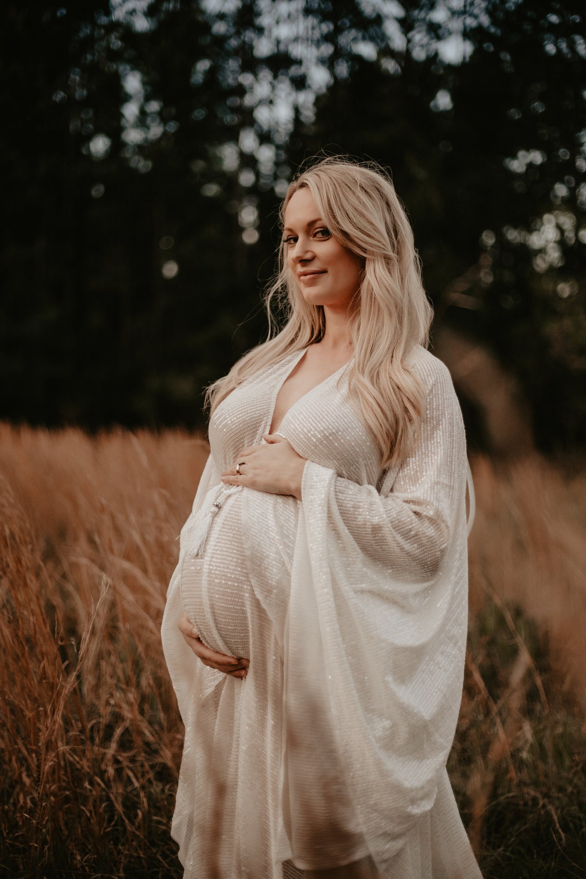 sequin maternity gown