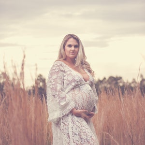 Women's Boho Dress | Lace & Muslin Vintage Dress For The Maternity Session | Photo Props Pregnancy | Photo Shoot