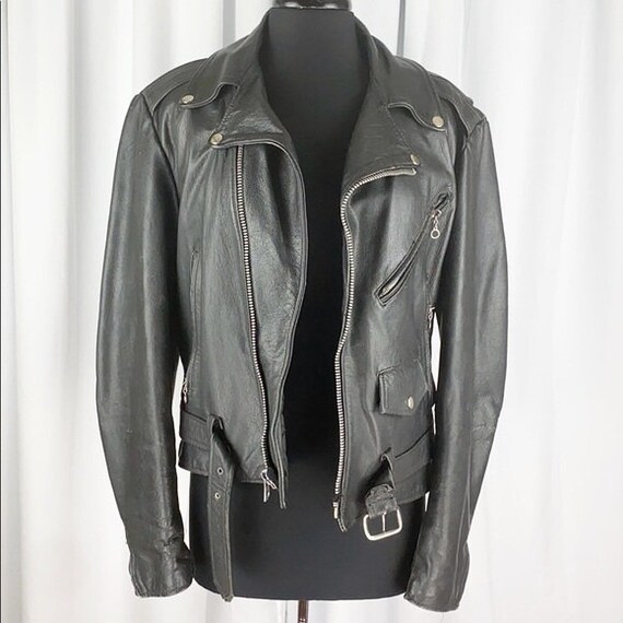 Vintage 80’s Leather Motorcycle Jacket Distressed