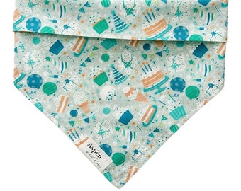 Birthday Boy, birthday dog bandana, birthday boy dog, birthday boy over the collar bandana, blue dog bandana, pom pom, puppy birthday, bday