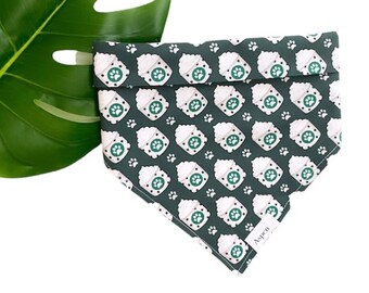 Pup Cup Dog Bandana: Coffee Bandana, Coffee Lover Gift, Snap-On Cotton Bandana, Summer Dog Bandana