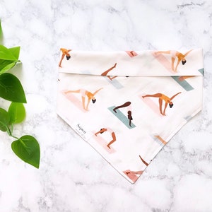 Yoga Dog Bandana – Mindful Pup Accessory – Snap & Tie-On Dog Scarf – Wellness Dog Gift – Soft Pastel Dog Bandana