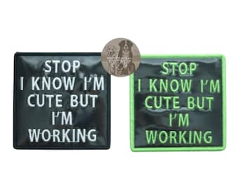 Cute But Busy Patch – Stop Do Not Pet Dog Patch – 3.5x3.5 Holographic Embroidered Hook Back Patch | Harness Patch