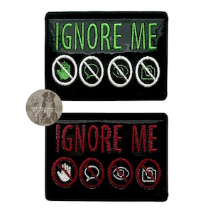 Ignore Me Dog Patch Set 4x3 | Holographic Embroidered Patches with Icons | No Pet No Talk Working Dog Patch | Hook and Loop Handler Badge