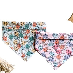Positive Pops Dog Bandana – Mental Health Dog Bandana, Affirmation Dog Bandana, Summer Snap-On Bandana, Popsicle Dog Scarf