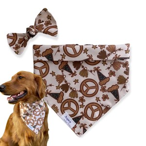 Birthday Dog Bandana – Neutral Celebration Snap Bandana | Optional Matching Bow | Party, Graduation, Barkday Pet Scarf