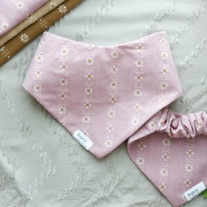 Blush Pink Floral Dog Bandana | Slip-On Dog Bandana | Scrunchie Neck Dog Scarf | Boho Dog Bandana | Girl Dog Accessory