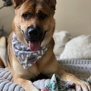 I Love Socks Dog Bandana | Funny Cotton Pet Scarf with Snaps | Quirky Sock Print Dog Accessory | Handmade by Aspen and Co.
